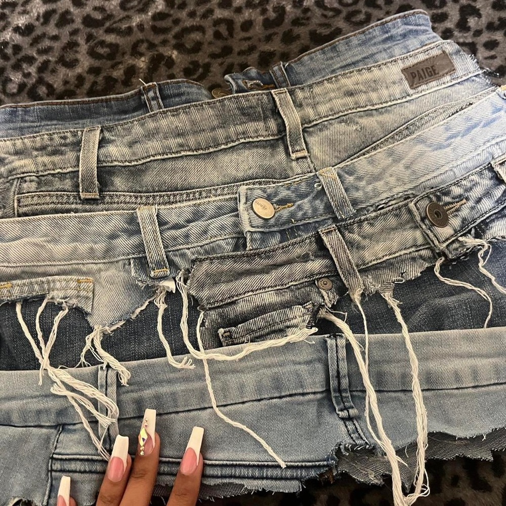 Self made (hand made) distressed denim skirt